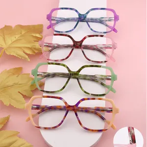 2024 Acetate Glasses Frame Men Vintage Retro Square Eyeglasses Women Green Red Brown Colorful Acetate Optical Eyewear