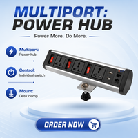 Mesa de conferencias extraíble personalizable BNT con toma de corriente eléctrica negra plateada Toma superior IP44 Nivel 3 Salidas de CA 2 puertos USB a