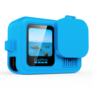 Funda de silicona caliente para GoPro Hero13 Marco protector negro con cubierta de lente Correa de muñeca Cordón <span class=keywords><strong>Go</strong></span> <span class=keywords><strong>Pro</strong></span> 13 12 - Product Image 6