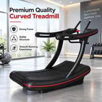 Tapis roulant manuel incurvé commercial K-FIT GS-648 avec double amortissement et porte-gobelet pour salle de sport et maison, idéal pour brûler les graisses