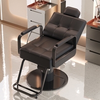Chaise de barbier ergonomique inclinable portable de style moderne de haute qualité en cuir PU, rotation à 360 degrés, pompe hydraulique multifonction