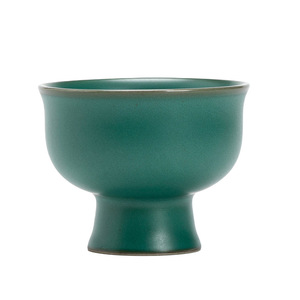 Taza de Té Kung Fu de Cerámica con Tallo, Color Verde Oscuro, Forma Redonda, con Tapa, Regalo Personal, para Té de la Tarde - Product Image 4