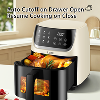 Nouvelle friteuse à air multifonctionnelle avec écran LCD électrique, capacité de 4,5 L, sans huile, avec revêtement vapeur, Silver Crest personnalisée, pour une utilisation domestique en cuisine