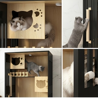 Maison pour chat en bois, villa pour chat d'intérieur, mobilier pour animaux de compagnie avec griffoirs et escaliers
