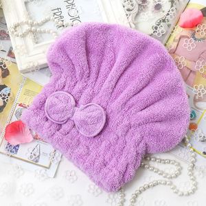 Bonnet de bain en molleton de corail épaissi à séchage rapide Bow Princess Design Bonnet de séchage des cheveux pour enfants Cadeaux promotionnels d'entreprise confortables - Product Image 3
