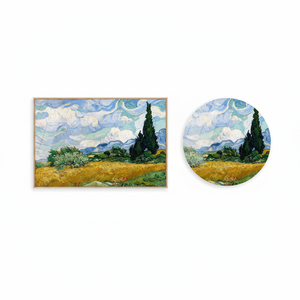 Impresión artística en lienzo de Van Gogh, Campo de Trigo con Cipréses, ARTE EN VIDRIO TEMPLADO - Product Image 2