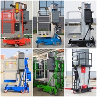 Plateforme élévatrice en alliage d'aluminium avec stabilisateurs / Élévateur vertical électrique hydraulique monoplace 6m 8m 120kg-150kg