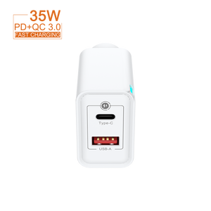 India Eco-Friendly PD35W Cargador rápido Adaptador de corriente A + <span class=keywords><strong>C</strong></span> Tipo <span class=keywords><strong>C</strong></span> 35W Cargador de pared con pantalla LED y protección OTP - Product Image 5