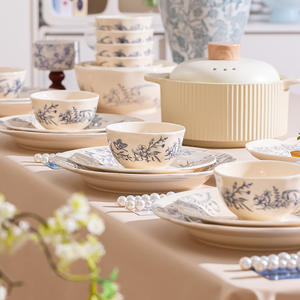 Ensemble de bols et assiettes en céramique Naihuhu de style moderne de grande valeur Ins Combinaison de plats de riz jetables à usage domestique de style français - Product Image 3