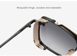 <span class=keywords><strong>Gafas</strong></span> de Sol Cuadradas de Moda de Alta Calidad para Hombre, Estilo Steampunk Dorado 2026, <span class=keywords><strong>Gafas</strong></span> de Sol Metálicas Extra Grandes con Parte Superior Plana - Product Image 4