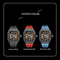 Oriental Dragon Tiger Barrel Creux Étanche Mécanique Montre Homme 42mm Lumineux Squelette Montre Automatique
