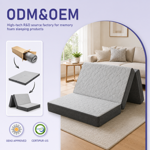 4 Inch Tri Fold Foam <strong>Mattress</strong> <strong>Foldable</strong> <strong>Floor</strong> <strong>Mattress</strong> for Guest Room Travel Camping Apartment OEM ODM Supplier - Product Image 1