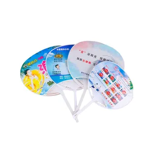 Custom Plastic Hand Fan Promotion Logo PP Round Handle Portable Plastic Fan For Corporate