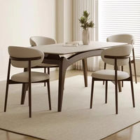 Ensemble de table à manger en bois de frêne massif de style nordique moderne avec finition blanc mat et noyer pour la maison et l'hôtellerie