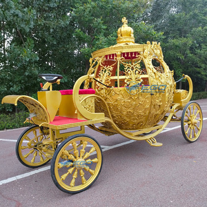 Limousine électrique, calèche de princesse Cendrillon en forme de citrouille dorée, chariot de citrouille de luxe personnalisé pour les mariages, les défilés, les événements féeriques - Product Image 3