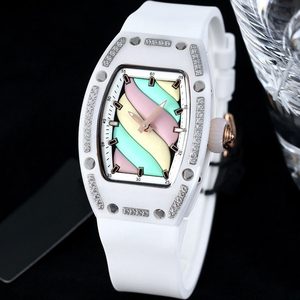 Reloj de Lujo para Mujer con Incrustaciones de Diamantes, Esfera Colorida en Espiral, Correa de Silicona, Reloj de Pulsera de Cuarzo - Product Image 2