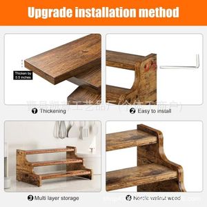 Wooden multi-purpose desktop storage <b>rack</b> for living room, <b>kitchen</b>, and spice <b>rack</b>. - Product Image 4