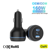 Chargeur de voiture GaN triple port USB-C/USB-A 165W PD 31 à charge ultra-rapide avec prise allume-cigare pour téléphones et ordinateurs