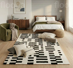 Modern Geometric Area <b>Rug</b> Rectangle Wool Acrylic Tufted Stain Resistant Living Room Medium Pile Latex Backing - Product Image 6