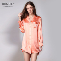 Chemise de nuit en satin de soie 100% pure, luxe, grande taille pour femmes, manches longues, chemise en soie douce et moelleuse pour dormir à la maison