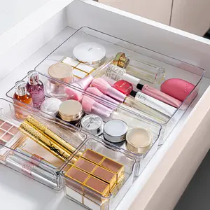 Choice Fun Clear Plastic Desk Drawer Organizer Organiser Cosmetic Drawer Make Up Organizer For Storage Desk Drawer Container