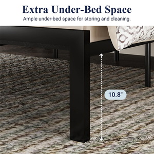 Cadre de lit plateforme en métal de grande taille avec tête de lit et pied de lit en bois, base de matelas, ne nécessite pas de matelas à ressorts - Product Image 5