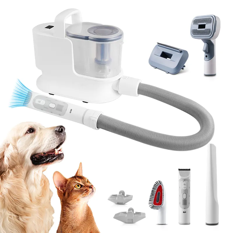Bajo ruido 4 en 1 Cat Dog Pet Grooming Vacío Eléctrico Clippers Nail Trimmer Grinder Brush para arrojar y herramientas de limpieza
