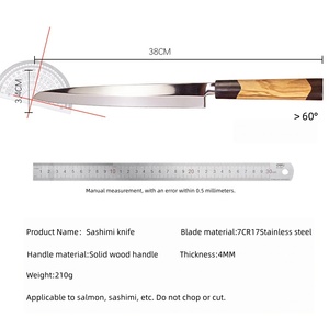 Cuchillo de Sushi Yanagiba de Acero de Damasco, Cuchillo Japonés Profesional para Sashimi, para Cortar Salmón y Sushi, Mango Ergonómico de Madera Negra - Product Image 4
