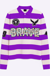 Maglietta a <span class=keywords><strong>manica</strong></span> <span class=keywords><strong>lunga</strong></span> con <span class=keywords><strong>Polo</strong></span> con ricamo in strass di spugna francese a strisce termiche personalizzate - Product Image 3