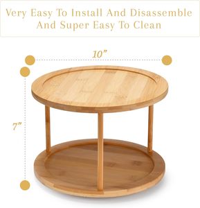 Étagère à épices rotative à 360 degrés en bambou à 2 niveaux pour comptoir de <span class=keywords><strong>cuisine</strong></span>, armoires, garde-manger - Product Image 6