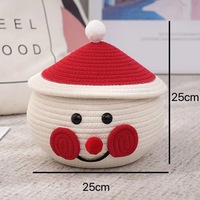 Décoration de Noël moderne en forme de bonhomme de neige, en corde de coton écologique, 25x25cm, panier de rangement multifonctionnel, couvercle pour collations et articles divers