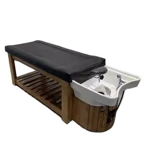 In primo piano shampoo letto in legno massello staffa può essere personalizzato colore può essere hydro massaggio con armadi - Product Image 3