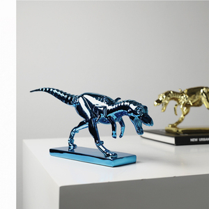 Escultura de estatuilla de Tiranosaurio <span class=keywords><strong>T</strong></span> <span class=keywords><strong>Rex</strong></span> de oro y plata metálica galvanizada color resina personalizada - Product Image 5