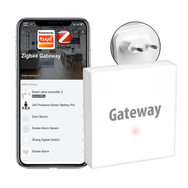 ZB-WG-9 Tuya ZigBee AC220V Smart Gateway ZigBee Bluetooth Mesh Hub Work with Tuya Smart Life App Voice Control