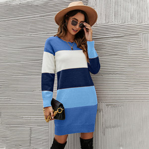 Vestidos <span class=keywords><strong>de</strong></span> invierno YiXin para mujer <span class=keywords><strong>2022</strong></span> cuello redondo Patchwork vestidos <span class=keywords><strong>de</strong></span> invierno <span class=keywords><strong>de</strong></span> punto para mujer moda suéter largo vestido ropa <span class=keywords><strong>de</strong></span> mujer - Product Image 2