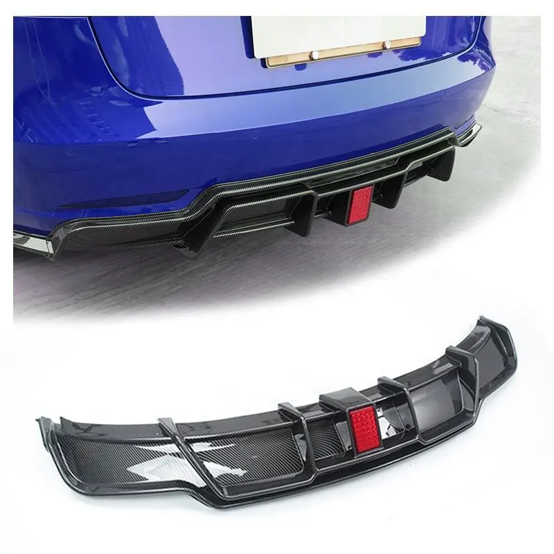 Carbon Fiber Style Car Rear Bumper Diffuser Posterior Lip Rear Spoiler for Tesla Model 3