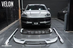 Nouveau kit carrosserie en fibre de carbone pour Porsche Cayenne, comprenant un diffuseur avant, un spoiler et des jupes latérales en fibre de carbone sèche, pour un style amélioré. - Product Image 4