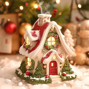 Mayorista: Pueblo Navideño de Resina Pintado a Mano con Ángeles, Escena de Arte Folclórico, Luz LED Cálida, Adorno y Quemador de Incienso - Product Image 5