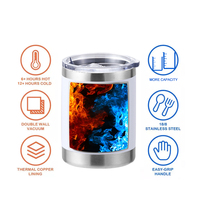 Gobelet isotherme en acier inoxydable de 10 oz avec revêtement en poudre personnalisé, gobelets de voyage colorés avec couvercle