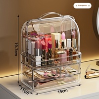 Boîte de rangement de maquillage portable transparente avec tiroirs et boîte de rangement cosmétique moderne pour rouges à lèvres, parfums, boucles d'oreilles