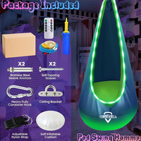 Siège de balançoire lumineux - Hamac en taffetas de nylon premium amélioré avec lumières LED et coussin gonflable