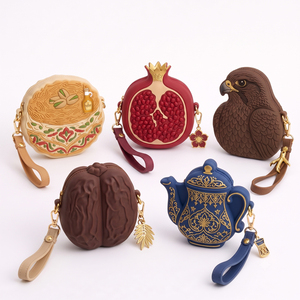 Portamonete in Silicone 3D a Forma di Animale Islamico: Falco, Melagrana, Teiera, Kunafa, Dattero - Personalizzabile con Logo OEM, Portachiavi con Cerniera, Mini Portafoglio, Regalo - Product Image 1