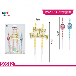 Lot de 3 bougies artisanales pour gâteau d'anniversaire, décoration Joyeux Anniversaire, bâtonnets de cire sans fumée pour fêtes, Pâques, Nouvel An, bars - Peiyong - Product Image 1