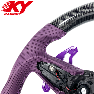 Volante personalizado de fibra de carbono y cuero morado con levas de cambio moradas para Audi A4 A5 A6 A7 S3 S4 S5 S6 S8 RS3 RS4 RS7 - Product Image 2