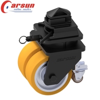 Roues pivotantes pour conteneurs ISO 6/8/10/12 pouces en polyuréthane avec plaque en acier, frein et verrouillage rigide, support OEM, filetées