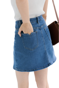 Haute qualité taille moyenne droite décontracté Streetwear été Denim respirant jupe courte pour les femmes - Product Image 3