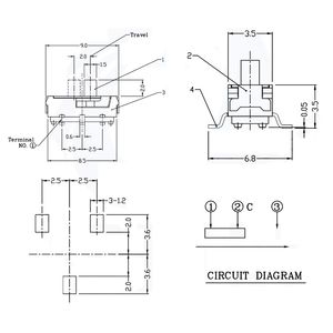 Interruptor de palanca SMD de perfil ultrabajo 7DMV-12N01, 2 posiciones, 3 pines SPDT, altura de palanca de 2.0 mm, interruptor de alimentación deslizante en miniatura para PCB - Product Image 5