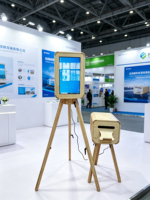 Huanyji Photomaton en bois à double face avec verre trempé, impression instantanée, écran tactile 18,5 pouces, Wi-Fi/Bluetooth