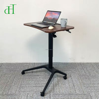 Bureau mobile professionnel moderne avec chariot pour ordinateur portable réglable en hauteur pneumatiquement et pivotant, idéal pour le bureau et l'école