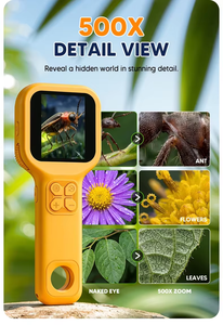 Microscope numérique portatif rechargeable 500X, mise au point manuelle, écran IPS de 2,4 pouces, microscope de poche pour l'observation des insectes et des plantes - Product Image 6
